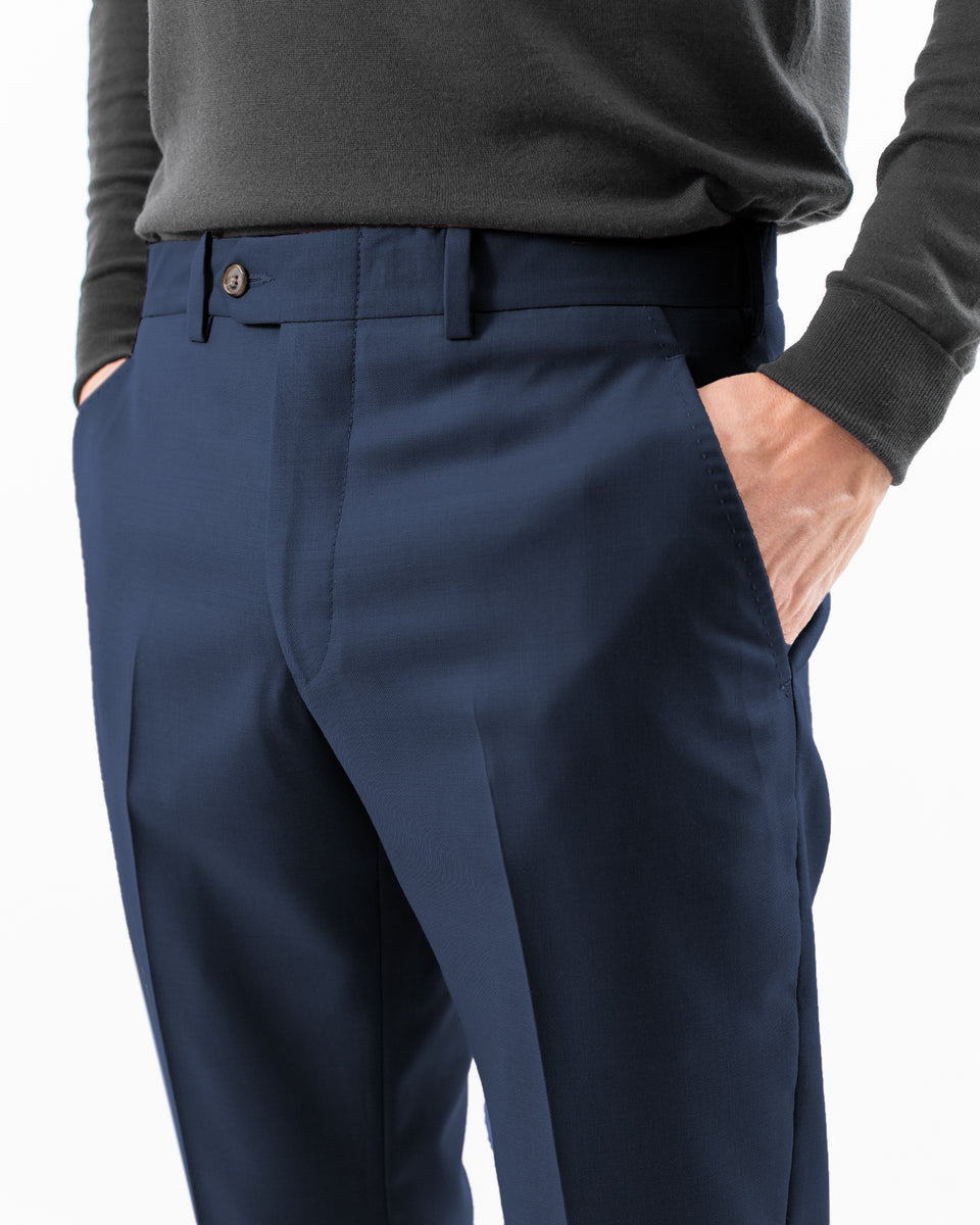 Dress Navy Wool Trouser, 120s – Super Hertling Gabardine USA