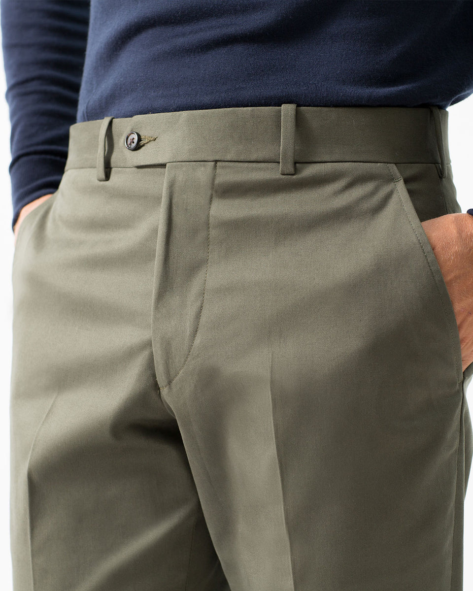 Cotton Stretch Chino, Khaki – Hertling USA