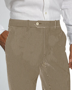 Stretch Seersucker, Camel Stripe